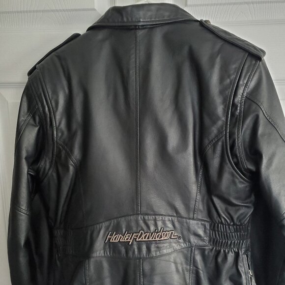 Women's Super Cute Harley-Davidson® Black Leather Biker Jacket - Picture 3 of 5